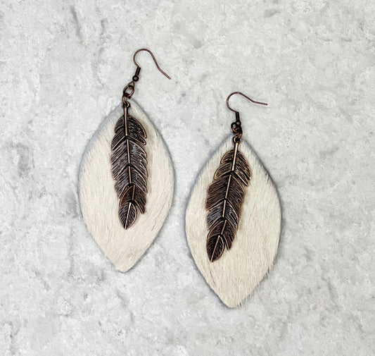 Copper Feather Earrings